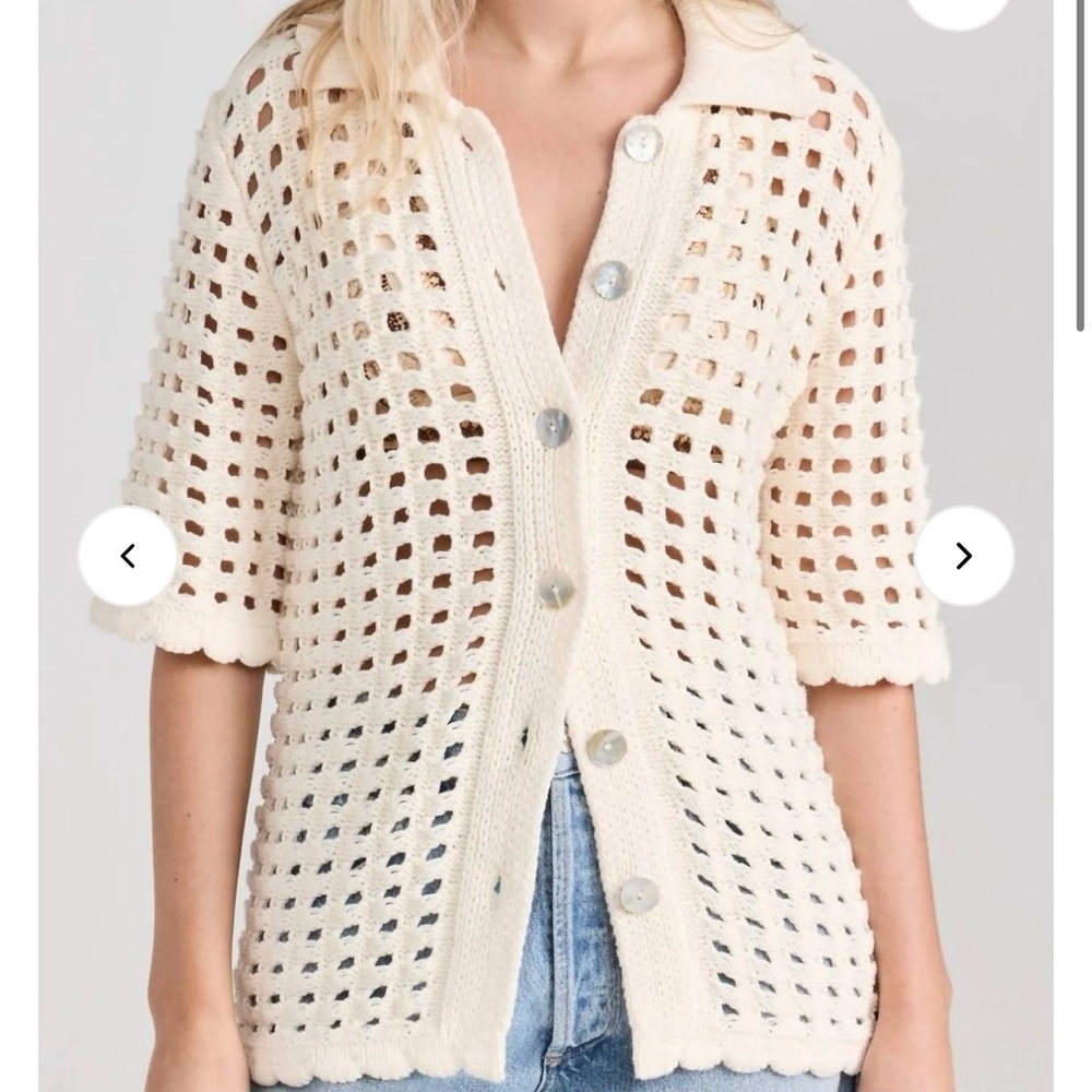 Cream Open-Knit Women's Sweater